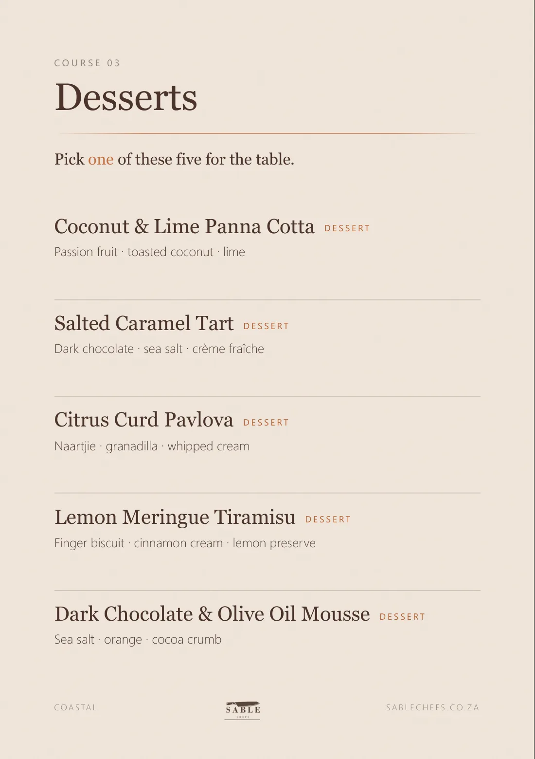 Coastal menu, page 5