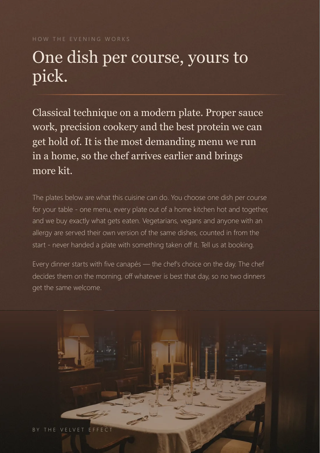 Fine Dining menu, page 2