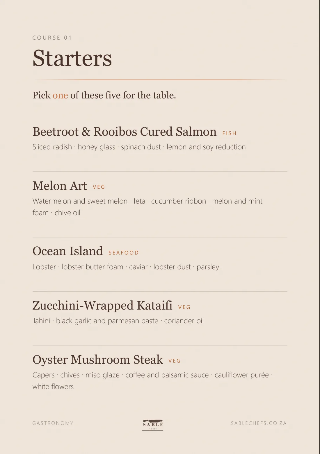 Gastronomy menu, page 3