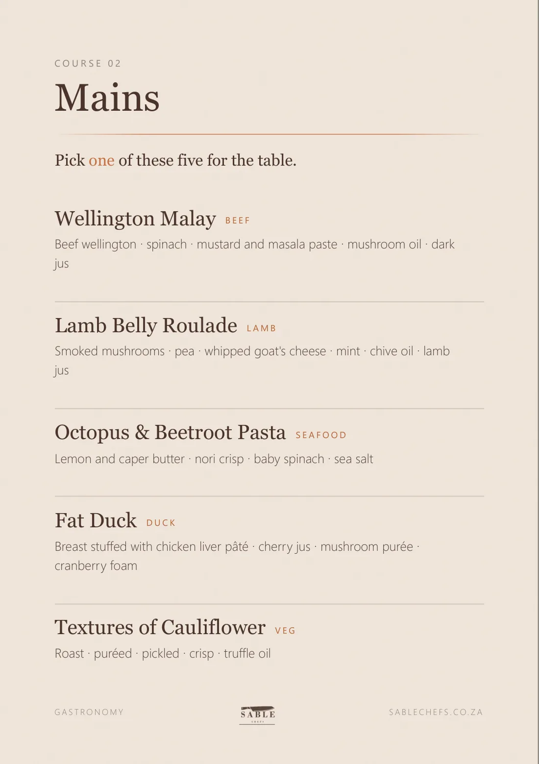 Gastronomy menu, page 4