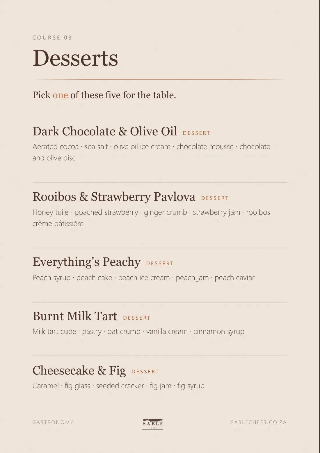 Gastronomy menu, page 5