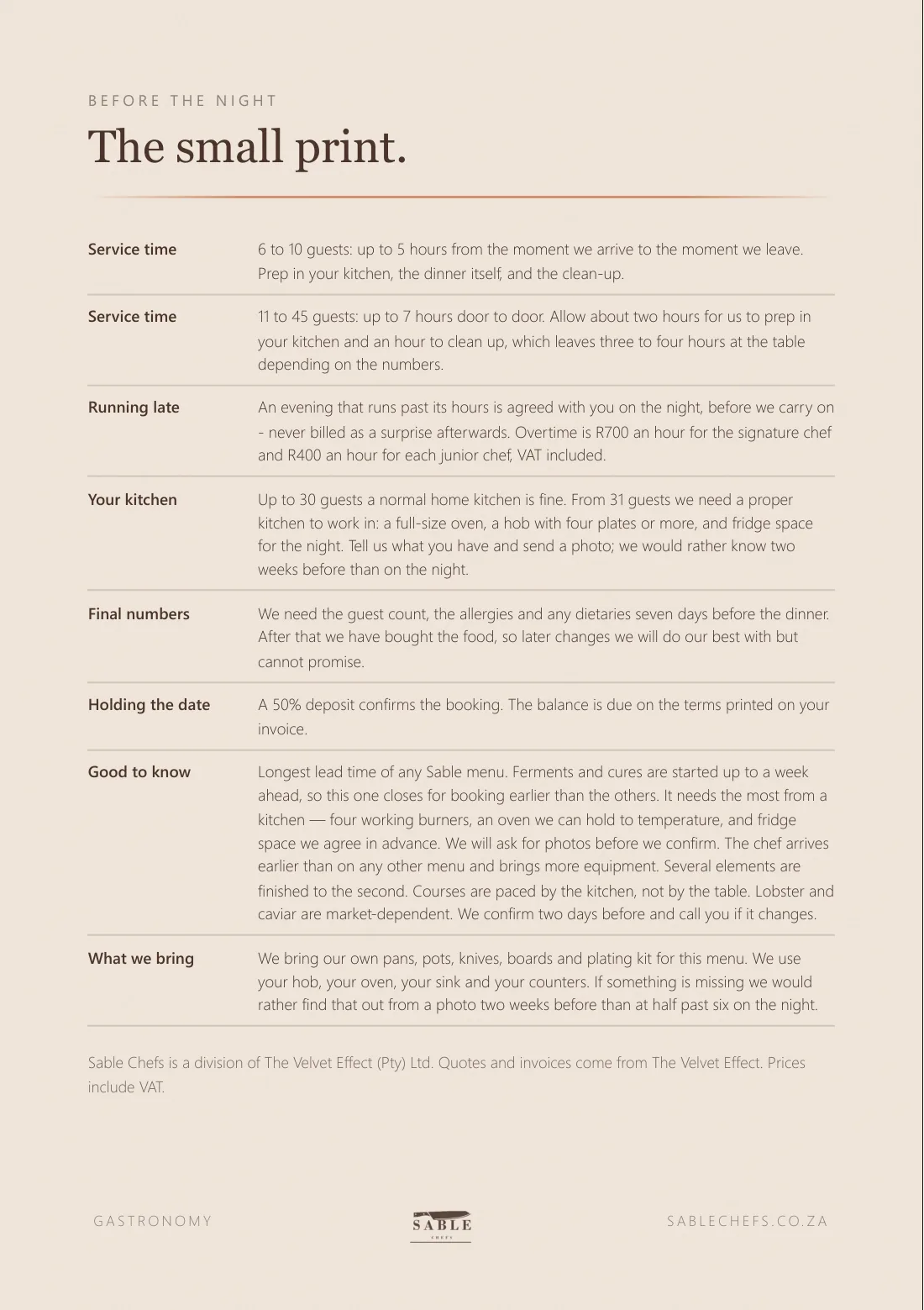 Gastronomy menu, page 7