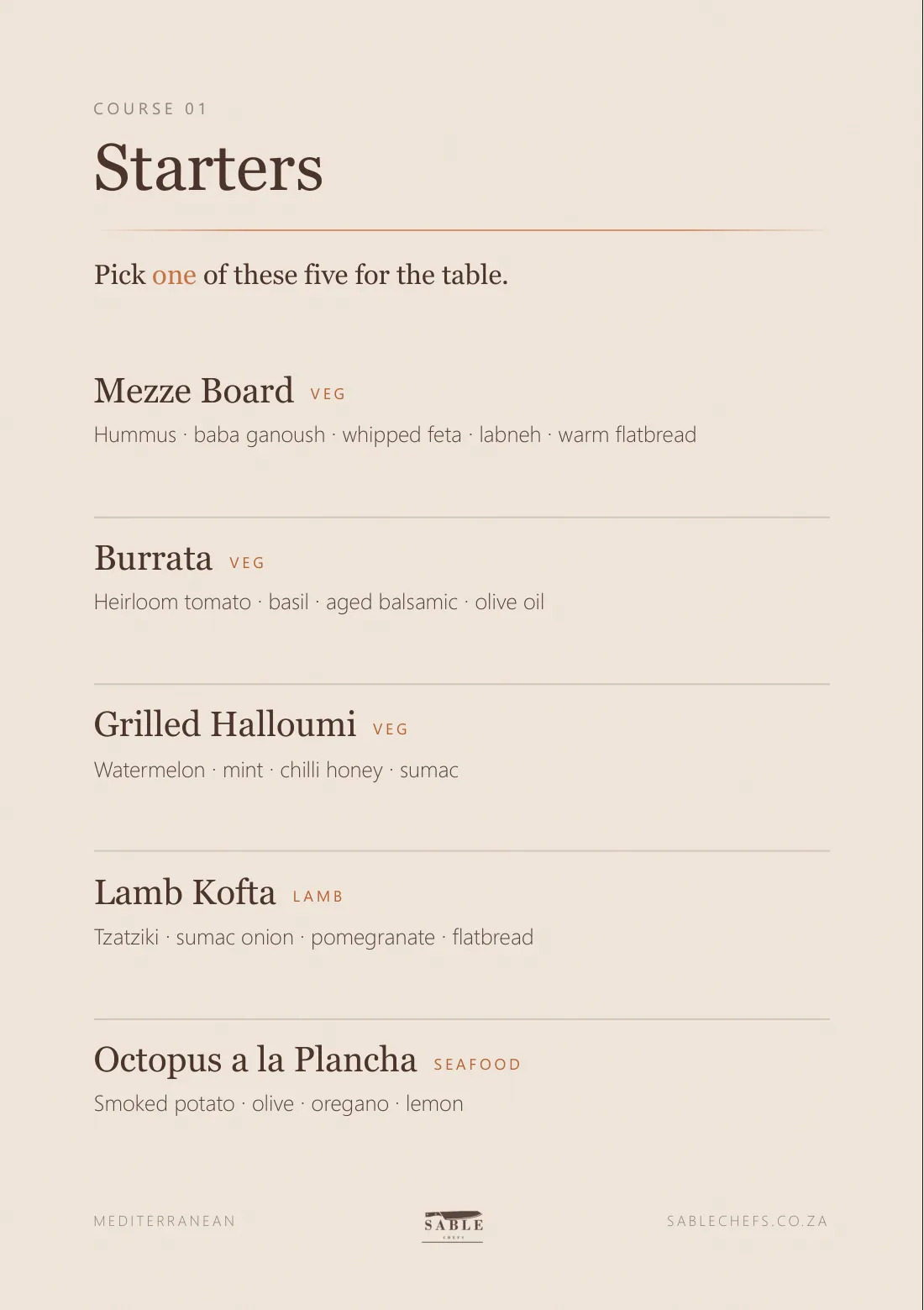 Mediterranean menu, page 3