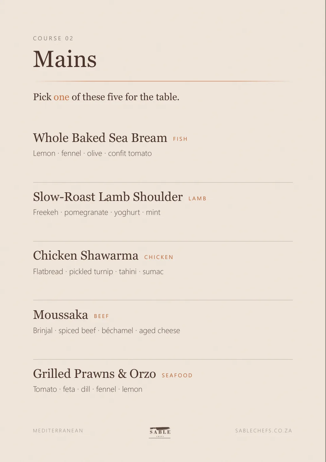 Mediterranean menu, page 4
