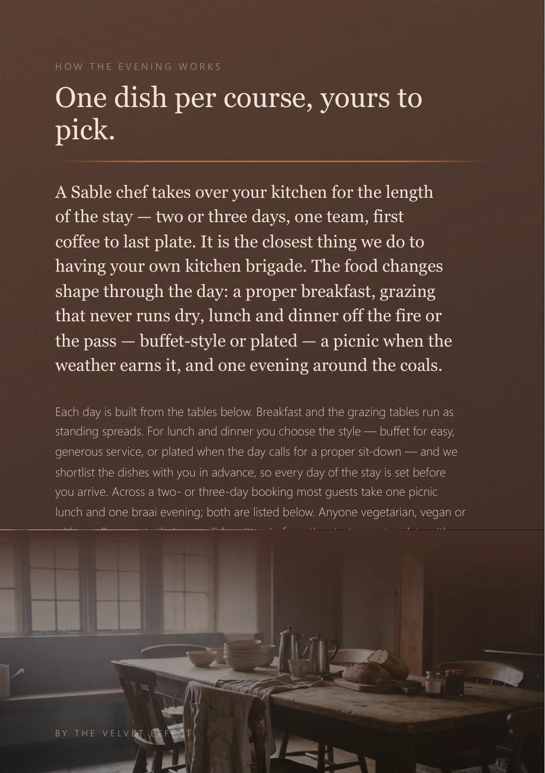 Resident Chef menu, page 2