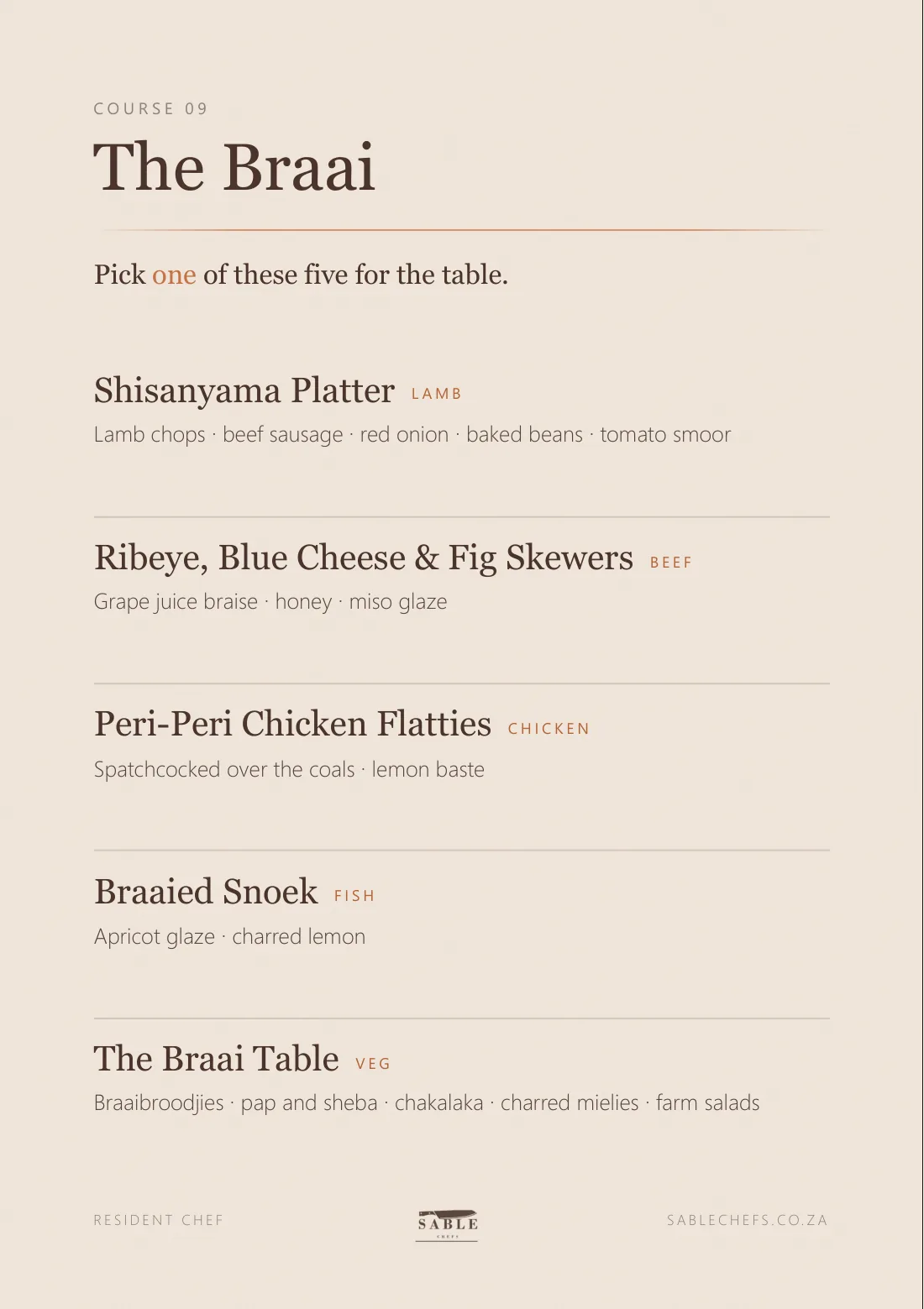 Resident Chef menu, page 11
